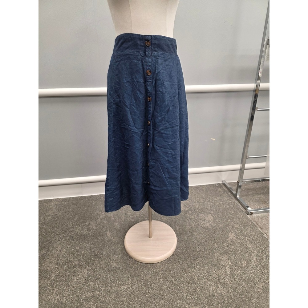 Torrid Blue Chambray Button Front Midi Skirt with Pockets Plus Size 3 3X